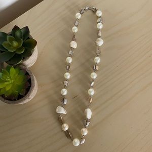 Faux Pearl and Shell Necklace